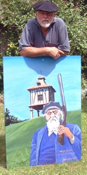 Painting titled "Ray with portrait o…" by Ray Johnstone, Original Artwork