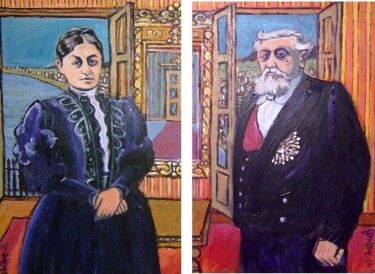 Peinture intitulée "President et Mme Fa…" par Ray Johnstone, Œuvre d'art originale