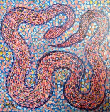 Painting titled "Dreamtime Snake" by Ray Johnstone, Original Artwork