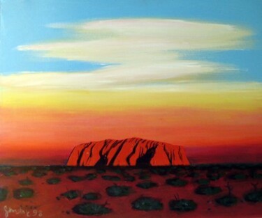 Painting titled "Ayres Rock - Uluru" by Ray Johnstone, Original Artwork, Acrylic