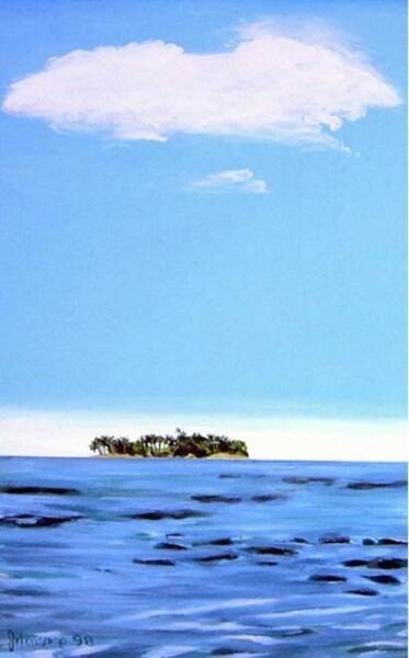 Painting titled "Blue Sea - Red Cent…" by Ray Johnstone, Original Artwork