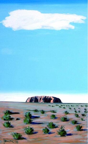 Painting titled "Red Centre - Blue S…" by Ray Johnstone, Original Artwork