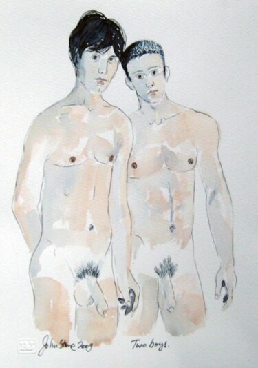 Painting titled "Two Boys" by Ray Johnstone, Original Artwork