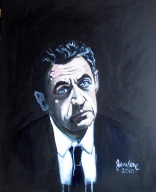 Картина под названием "Nicolas Sarkozy" - Ray Johnstone, Подлинное произведение искусства, Масло