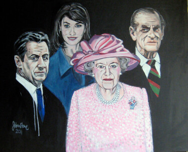 Malerei mit dem Titel "STATE VISIT" von Ray Johnstone, Original-Kunstwerk, Acryl