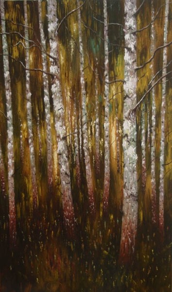 Painting titled "In forest" by Mikhail Rayev, Original Artwork