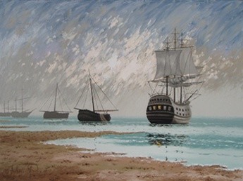 Painting titled "Seashore" by Mikhail Rayev, Original Artwork, Oil