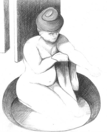 Drawing titled "Woman in Tub - afte…" by Ray Garcia, Original Artwork