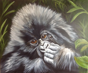 Pintura titulada "Bébé gorille" por Raymonde Etcharry, Obra de arte original, Oleo