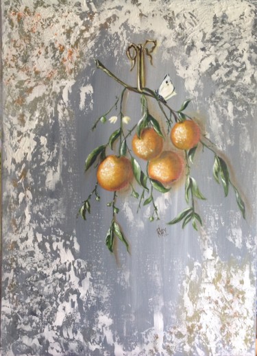 Peinture intitulée "Branche d'oranger" par Raymonde Etcharry, Œuvre d'art originale, Huile