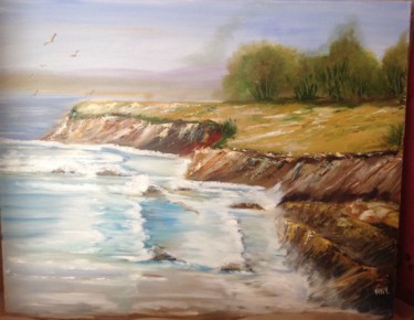 Peinture intitulée "La côte du littoral" par Raymonde Etcharry, Œuvre d'art originale, Huile
