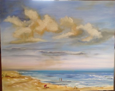Painting titled "Bord de plage" by Raymonde Etcharry, Original Artwork, Oil