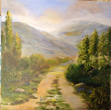 Painting titled "Le chemin" by Raymonde Etcharry, Original Artwork, Oil