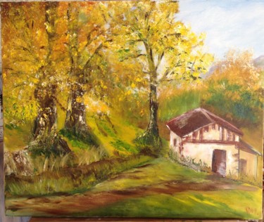 Pintura titulada "La vieille grange" por Raymonde Etcharry, Obra de arte original, Oleo