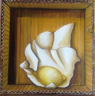 Painting titled "Citron dans un cart…" by Raymonde Etcharry, Original Artwork, Oil