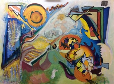 Malerei mit dem Titel "La naissance de Vén…" von Raymond Actis-Datta, Original-Kunstwerk, Öl