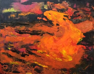 Peinture intitulée "L'esprit du volcan" par Raymond Actis-Datta, Œuvre d'art originale, Huile