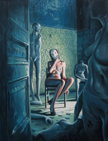 Malerei mit dem Titel "mannequins" von Raymond Agostini, Original-Kunstwerk, Acryl