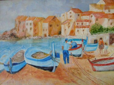 Painting titled "Port Azurèen" by Raymond Cyran, Original Artwork