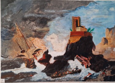 Pittura intitolato "TEMPETE EN MEDITERR…" da Raymond Delafosse, Opera d'arte originale, Olio Montato su Telaio per barella i…
