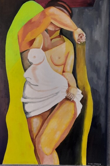 Painting titled "TOP MODEL" by Raymond Delafosse, Original Artwork, Oil Mounted on Wood Stretcher frame