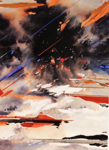 Schilderij getiteld "apocalypse" door Raymond Guibert, Origineel Kunstwerk, Aquarel