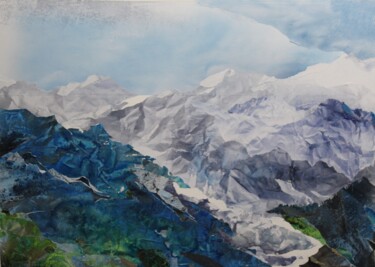 Collages titled "Grand glacier 2" by Raymond Guibert, Original Artwork, Collages Mounted on Wood Panel