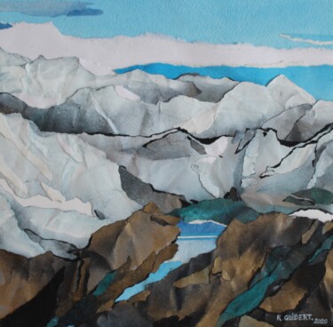 Collages titled "montagne d'or n°3" by Raymond Guibert, Original Artwork, Collages