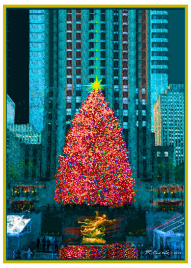 Digital Arts titled "Rockefeller Center…" by Raymond Kursar, Original Artwork, Digital Painting