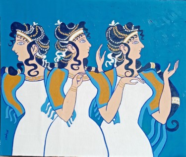 Peinture intitulée "Les Demoiselles min…" par Raymonf Mlynek, Œuvre d'art originale, Huile