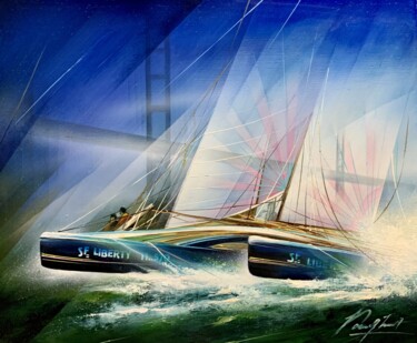 Malerei mit dem Titel "SF Liberty" von Raymond Poulet, Original-Kunstwerk, Öl