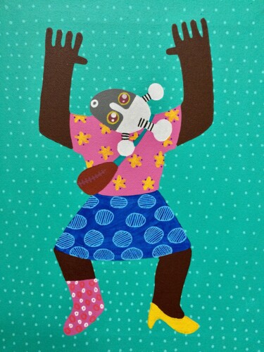 Ζωγραφική με τίτλο "gestuelle enfantine…" από Raymond Yves Kono (Ntshi-Ntshim), Αυθεντικά έργα τέχνης, Ακρυλικό