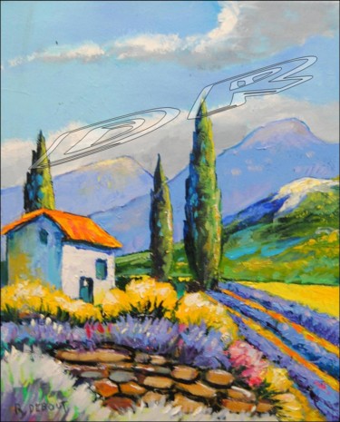 Painting titled "Haute provence" by Raymond Debout, Original Artwork, Oil