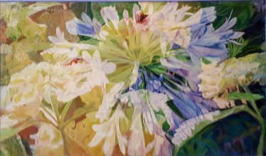 Painting titled "SONGE FLORAL 1" by Raymonde Meunier, Original Artwork, Oil Mounted on artwork_cat.