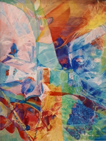 Painting titled "OSMOSE India mère e…" by Raymonde Meunier, Original Artwork, Oil