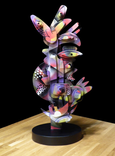 Sculpture titled "Totem 1" by Thierry Corpet (Raymond X), Original Artwork, Wood