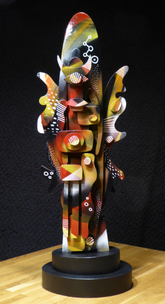 Sculptuur getiteld "Surf Totem" door Thierry Corpet (Raymond X), Origineel Kunstwerk, Hout
