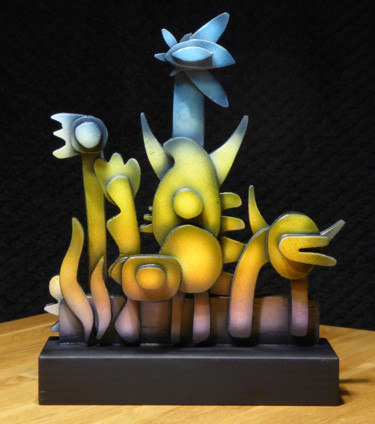 Sculpture intitulée "Tiny Wild Totem" par Thierry Corpet (Raymond X), Œuvre d'art originale, Bois