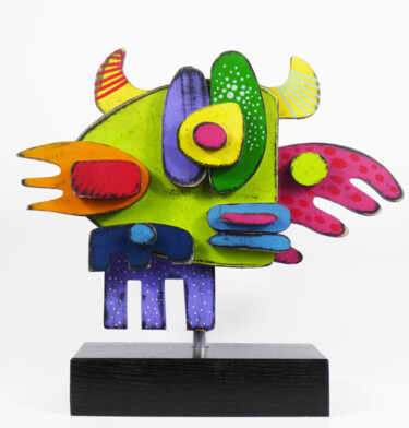 Sculpture intitulée "Little Happyness #5" par Thierry Corpet (Raymond X), Œuvre d'art originale, Bombe aérosol
