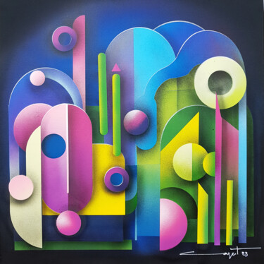 Malerei mit dem Titel "Deeper Underground" von Thierry Corpet (Raymond X), Original-Kunstwerk, Sprühfarbe Auf Keilrahmen aus…