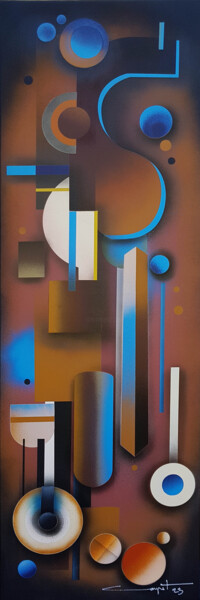 Painting titled "Glassworks - 1" by Thierry Corpet (Raymond X), Original Artwork, Spray paint Mounted on Wood Stretcher frame