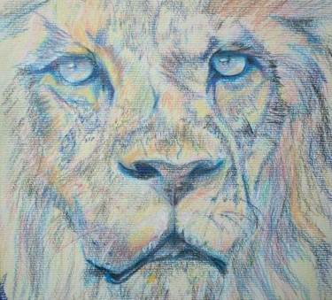 Painting titled "Lion Study" by Raymond Doward, Original Artwork, Oil