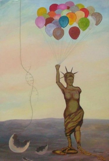 Pintura intitulada "Empty Liberty" por Raymundo Garza, Obras de arte originais, Óleo
