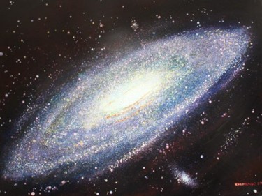 Schilderij getiteld "Andromeda Galaxy -…" door Raymundo Garza, Origineel Kunstwerk, Olie