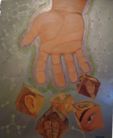 Pintura titulada "Los Dados de Dios" por Raymundo Garza, Obra de arte original, Oleo