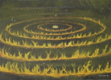 Painting titled "Circulos de Fuego" by Raymundo Garza, Original Artwork, Oil