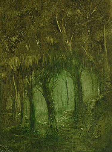 Картина под названием "green forest" - Rayo Cazar, Подлинное произведение искусства, Масло