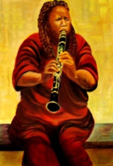 Painting titled "Cuban clarinet play…" by Rayray, Original Artwork, Oil