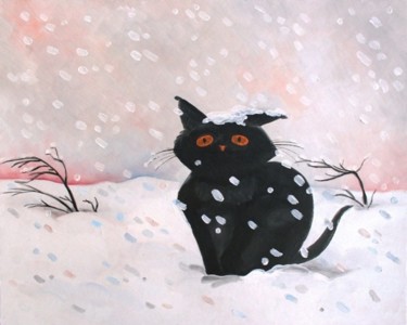 Картина под названием "First snow" - Victoria Raznatovskaya, Подлинное произведение искусства
