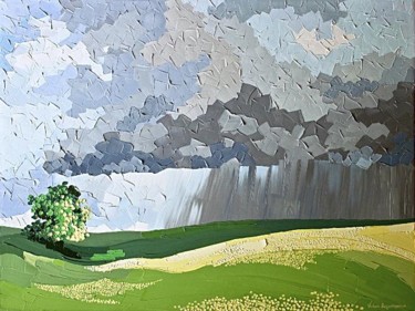 Картина под названием "Field of dandelions" - Victoria Raznatovskaya, Подлинное произведение искусства